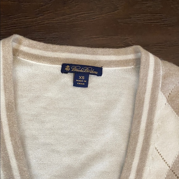 Brooks Brothers Women's Cream & Brown Button Up Cardigan Sweater Size XS -stains - Picture 3 of 7